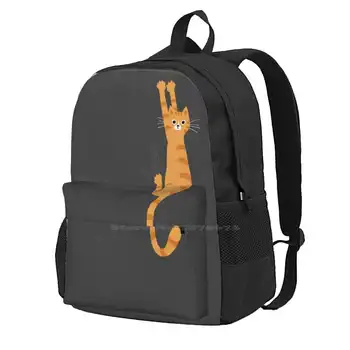 Оранжев таби Виси на | Забавен таби Мода Пътуване Лаптоп Училище Раница, Чанта таби Смешно Котка Оранжево Котка